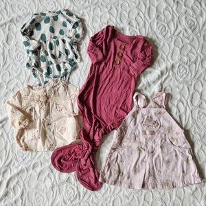 4 Piece Baby Girl Lot 0-3 Months Vintage Bamboo